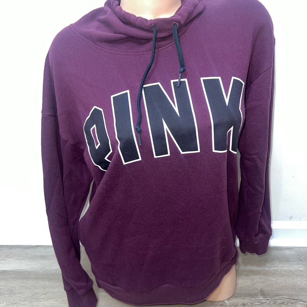 Pink Victoria’s Secret Women’s Maroon Cowl Neck Comfy Pullover Sweatshirt Small - Picture 1 of 5
